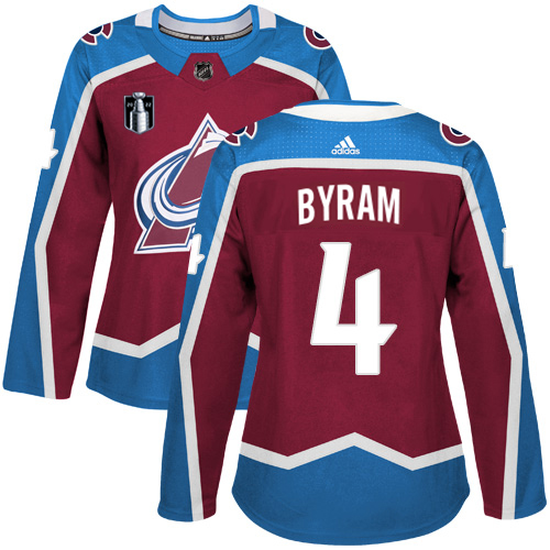 Adidas Colorado Avalanche #4 Bowen Byram Burgundy Women's 2022 Stanley Cup Final Patch Home Authentic Stitched Jersey Womens