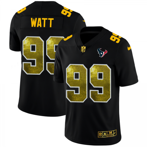 Houston Houston Texans #99 J.J. Watt Men's Black Golden Sequin Vapor Limited Jersey Men's