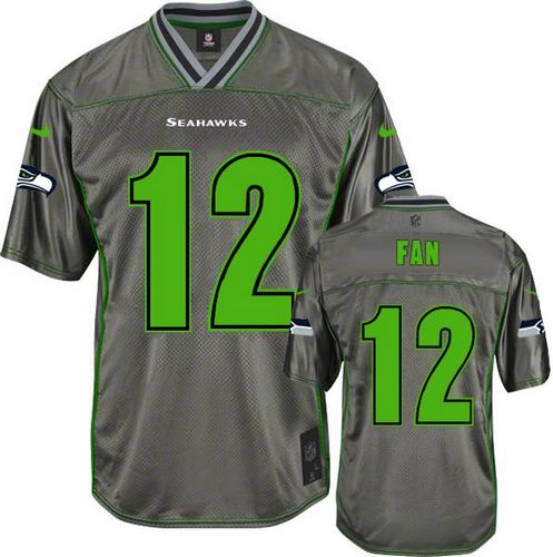 Seahawks #12 Fan Grey Youth Stitched Elite Vapor Jersey