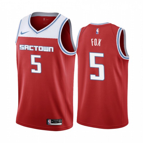 Sacramento Kings #5 DeAaron Fox 2019-20 Mens Red City Edition Jersey Mens