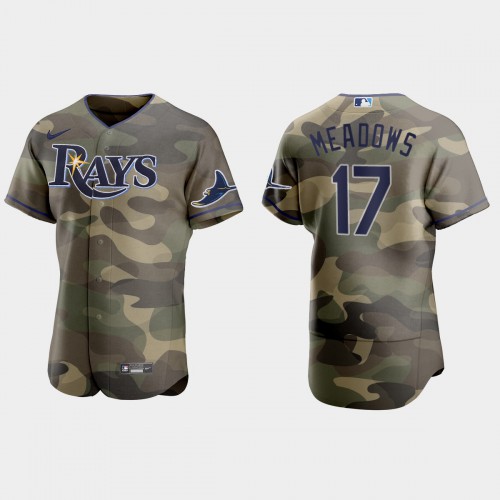 Tampa Bay Tampa Bay Rays #17 Austin Meadows Men's 2021 Armed Forces Day Authentic Jersey -Camo Men's