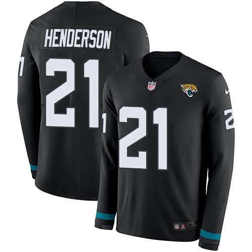 Jacksonville Jaguars #21 C.J. Henderson Black Team Color Men's Stitched Limited Therma Long Sleeve Jersey Men's