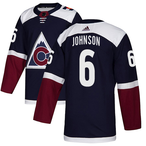 Adidas Colorado Avalanche #6 Erik Johnson Navy Alternate Authentic Stitched Jersey Men's