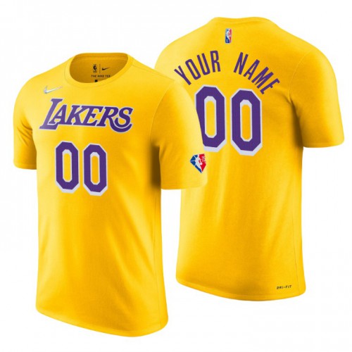 Los Angeles Lakers Custom Gold Men's 2021-22 75th Anniversary Diamond T-Shirt