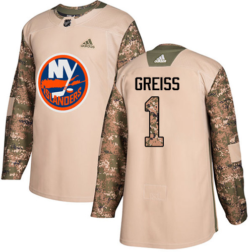 Adidas New York Islanders #1 Thomas Greiss Camo Authentic 2017 Veterans Day Stitched Jersey Men's