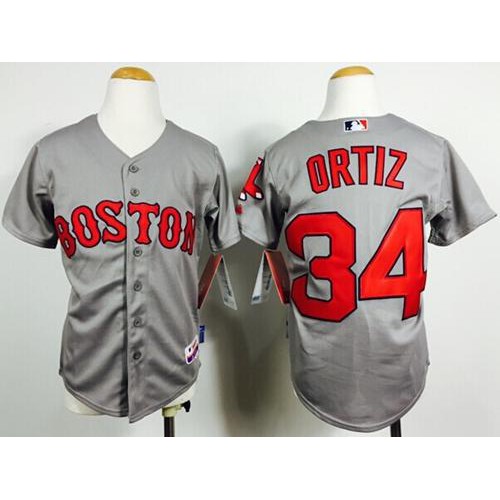 Boston Red Sox #34 David Ortiz Grey Cool Base Stitched Youth Jersey Youth