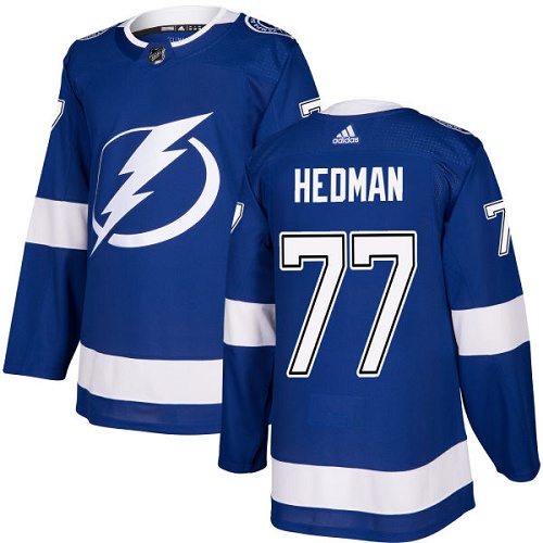 Adidas Tampa Bay Lightning #77 Victor Hedman Blue Home Authentic Stitched Jersey Men's