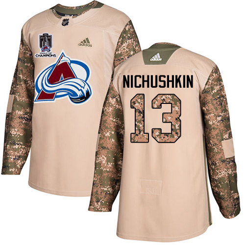 Adidas Colorado Avalanche #13 Valeri Nichushkin Camo Authentic 2022 Stanley Cup Champions Veterans Day Stitched Jersey Men's