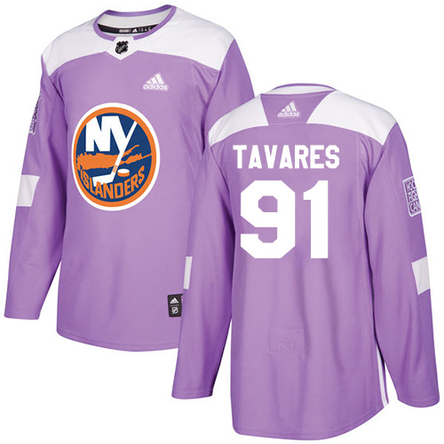 Adidas New York Islanders #91 John Tavares Purple Authentic Fights Cancer Stitched Youth Jersey Youth