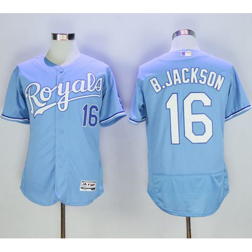 Kansas City Royals #16 Bo Jackson Light Blue Flexbase Authentic Collection Stitched Jersey Men's