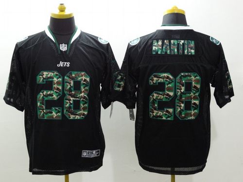 Jets #28 Curtis Martin Black Men's Stitched Elite Camo Fashion Jersey
