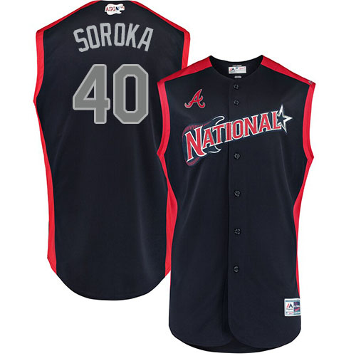 Atlanta Braves #40 Mike Soroka Navy 2019 All-Star National League Stitched Jersey Men's
