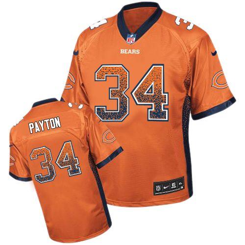 Bears #34 Walter Payton Orange Alternate Men's Stitched Elite Drift Fashion Jersey