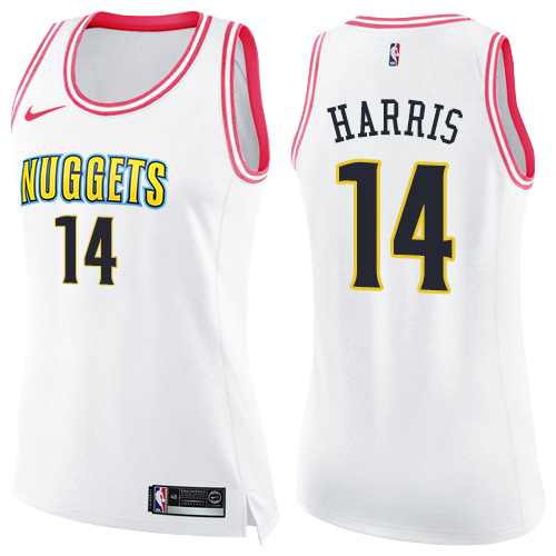Denver Nuggets #14 Gary Harris White/Pink Womens Swingman Fashion Jersey Womens
