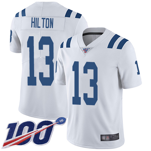 Colts #13 T.Y. Hilton White Men's Stitched 100th Season Vapor Limited Jersey