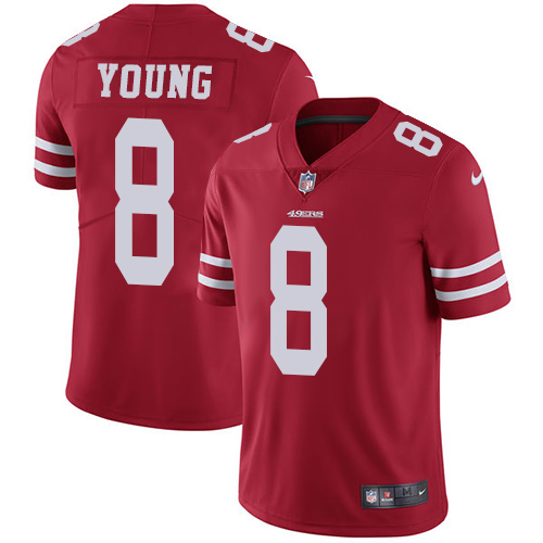 49ers #8 Steve Young Red Team Color Men's Stitched Vapor Untouchable Limited Jersey