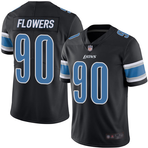Detroit Lions #90 Trey Flowers Black Men's Stitched Limited Rush Jersey Men's