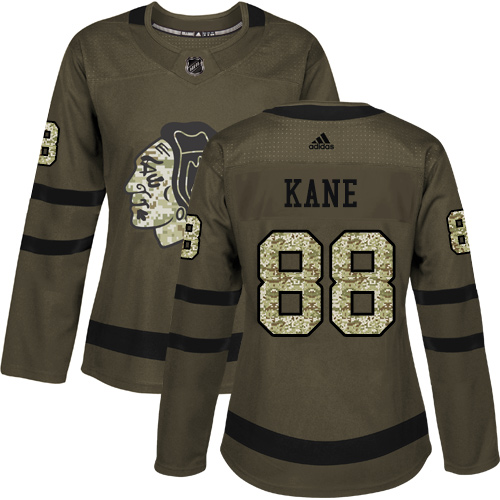 Adidas Chicago Blackhawks #88 Patrick Kane Green Salute to Service Women's Stitched Jersey Womens
