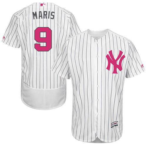 New York Yankees #9 Roger Maris White Strip Flexbase Authentic Collection Mother's Day Stitched Jersey Men's