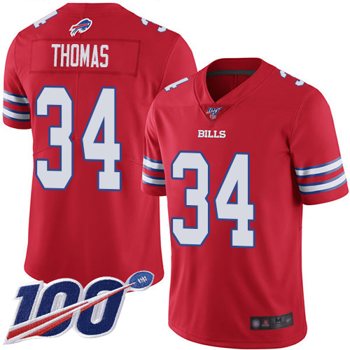 Buffalo Bills #34 Thurman Thomas Red Men's Stitched Limited Rush 100th Season Jersey Men's