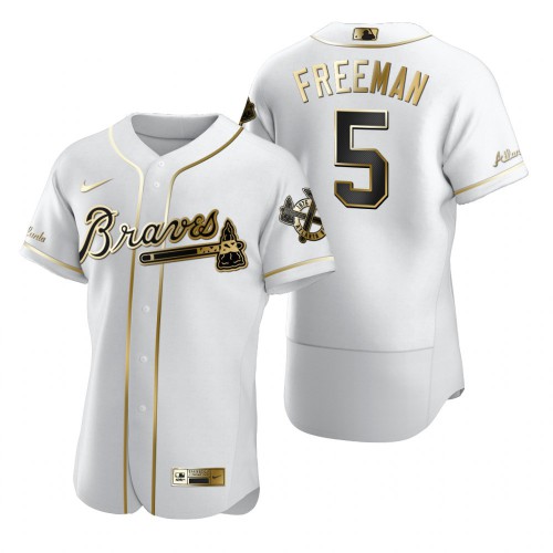 Atlanta Atlanta Braves #5 Freddie Freeman White Men's Authentic Golden Edition Jersey Men's