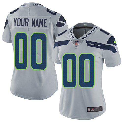 Seattle Seahawks Customized Grey Alternate Stitched Vapor Untouchable Limited Women's Jersey