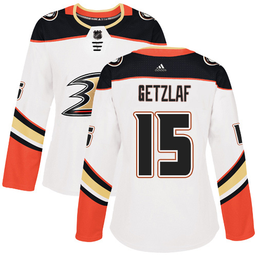 Adidas Anaheim Ducks #15 Ryan Getzlaf White Road Authentic Women's Stitched Jersey Womens