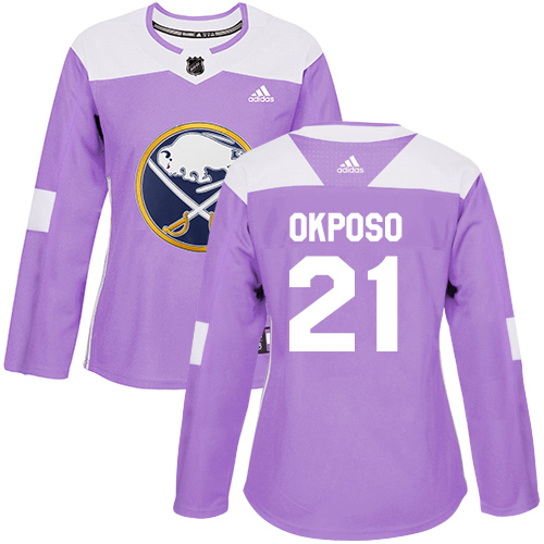 Adidas Buffalo Sabres #21 Kyle Okposo Purple Authentic Fights Cancer Women's Stitched Jersey Womens