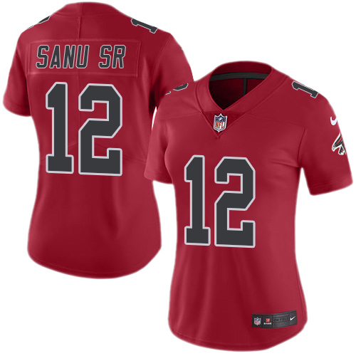 Atlanta Falcons #12 Mohamed Sanu Sr Red Women's Stitched Limited Rush Jersey Womens