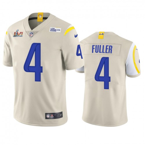 Los Angeles Los Angeles Rams #4 Jordan Fuller Men's Super Bowl LVI Patch Vapor Limited Jersey - Bone Men's