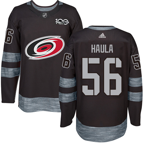 Adidas Carolina Hurricanes #56 Erik Haula Black 1917-2017 100th Anniversary Stitched Jersey Men's