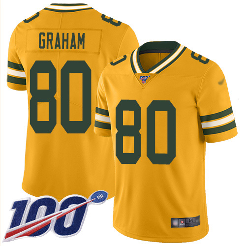 Green Bay Packers #80 Jimmy Graham Gold Men's Stitched Limited Inverted Legend 100th Season Jersey Men's