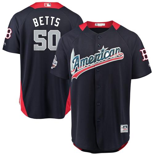 Boston Red Sox #50 Mookie Betts Navy Blue 2018 All-Star American League Stitched Jersey Men's