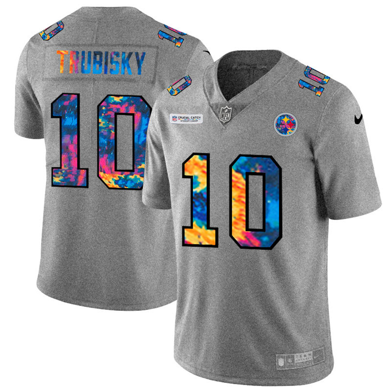 Pittsburgh Steelers #10 Mitchell Trubisky Men's Multi-Color 2020 Crucial Catch Jersey Greyheather