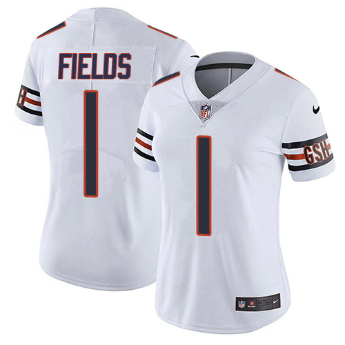 Bears #1 Justin Fields White Women's Stitched Vapor Untouchable Limited Jersey