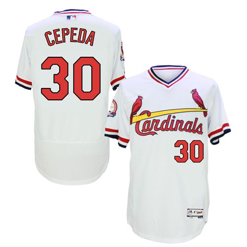 St.Louis Cardinals #30 Orlando Cepeda White Flexbase Authentic Collection Cooperstown Stitched Jersey Men's