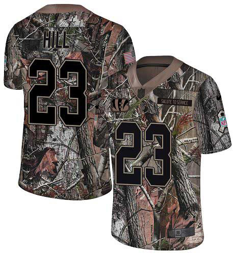 Bengals #23 Daxton Hill Camo Youth Stitched Limited Rush Realtree Jersey