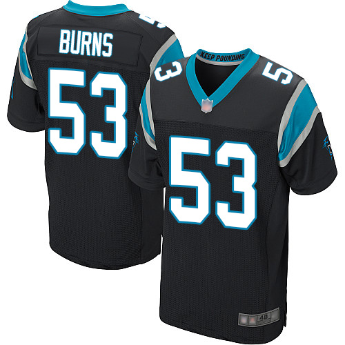 Panthers #53 Brian Burns Black Team Color Men's Stitched Elite Jersey