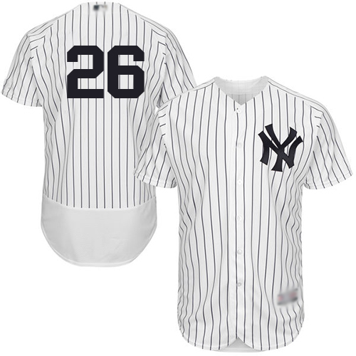 New York Yankees #26 DJ LeMahieu White Strip Flexbase Authentic Collection Stitched Jersey Men's