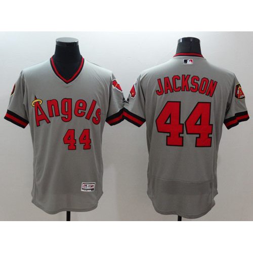 Los Angeles Angels of Anaheim #44 Reggie Jackson Grey Flexbase Authentic Collection Cooperstown Stitched Jersey Men's