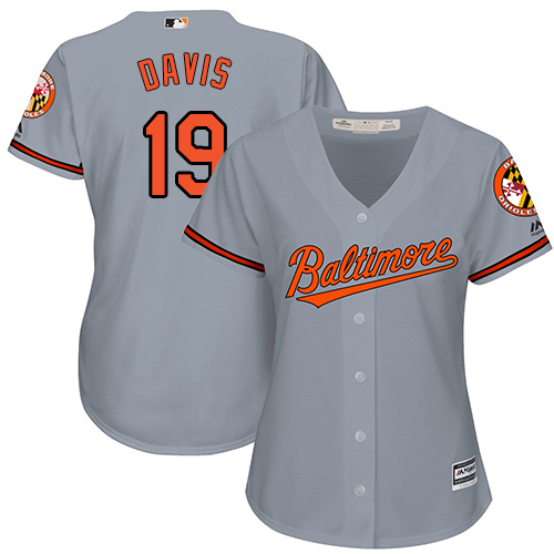 Baltimore Orioles #19 Chris Davis Grey Road Women's Stitched Jersey Womens