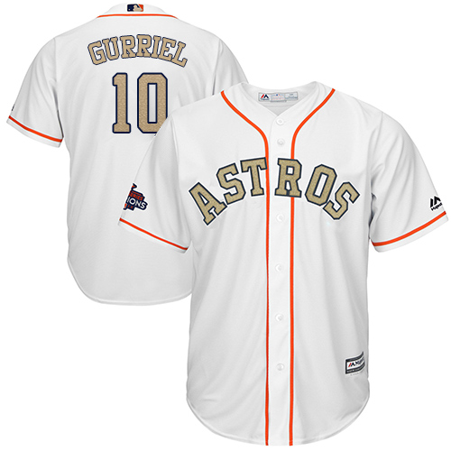 Houston Astros #10 Yuli Gurriel White 2018 Gold Program Cool Base Stitched Youth Jersey Youth