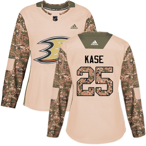 Adidas Anaheim Ducks #25 Ondrej Kase Camo Authentic 2017 Veterans Day Women's Stitched Jersey Womens