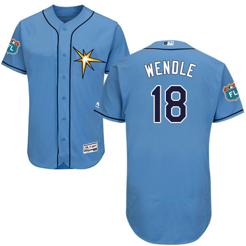 Tampa Bay Rays #18 Joey Wendle Light Blue Flexbase Authentic Collection Stitched Jersey Men's