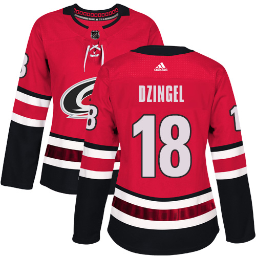 Adidas Carolina Hurricanes #18 Ryan Dzingel Red Home Authentic Women's Stitched Jersey Womens
