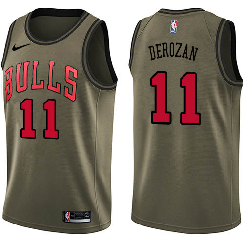 Chicago Bulls #11 Demar Derozan Womens Green Swingman Salute to Service Jersey Womens