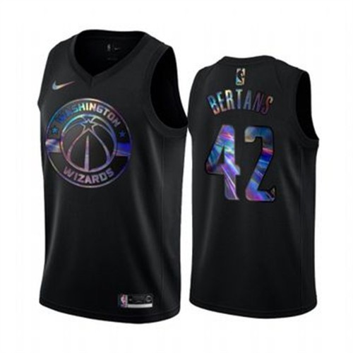 Washington Wizards #42 Davis Bertans Mens Iridescent Holographic Collection Jersey - Black Mens