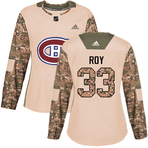 Adidas Montreal Canadiens #33 Patrick Roy Camo Authentic 2017 Veterans Day Women's Stitched Jersey Womens