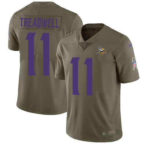 Minnesota Vikings #11 Laquon Treadwell Olive Youth Stitched Limited 2017 Salute to Service Jersey Youth