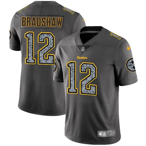 Steelers #12 Terry Bradshaw Gray Static Youth Stitched Vapor Untouchable Limited Jersey